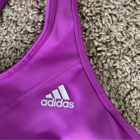 ADIDAS WOMENS CLIMALITE PURPLE SPORTS BRA - Picture 4 of 6